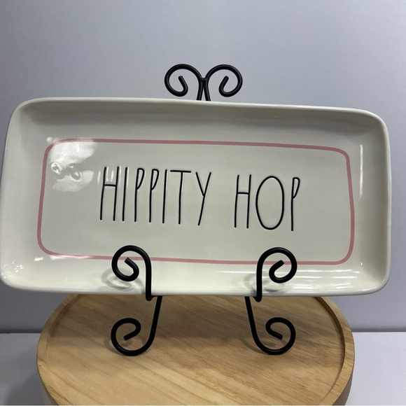 Rae Dunn by Magenta Easter Platter "Hippity Hop" 17” x 4.25” - Picture 2 of 6